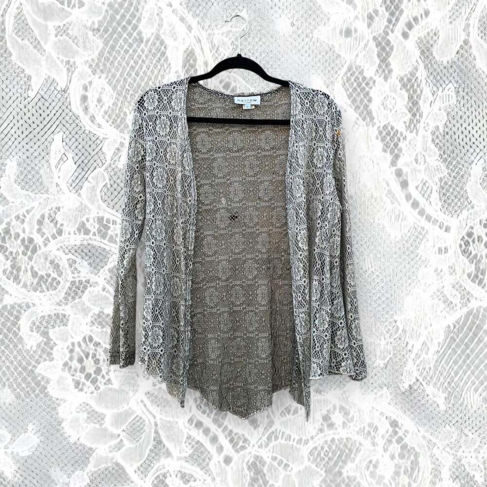 Harlow Vintage Lace Cardigan Moss Green Open Front Fairycore Shrug
